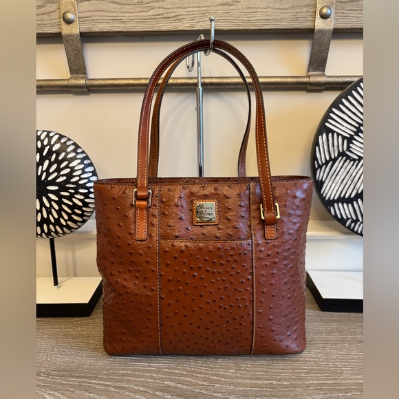Dooney & Bourke Ostrich-Embossed Lexington Brown Shoulder Bag - Picture 1 of 16